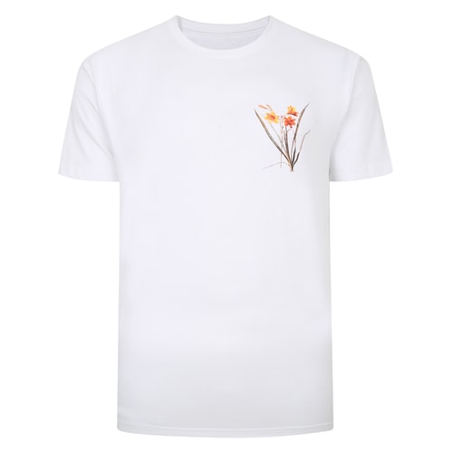 Bigdude T-Shirt mit Blumenmuster, Weiß