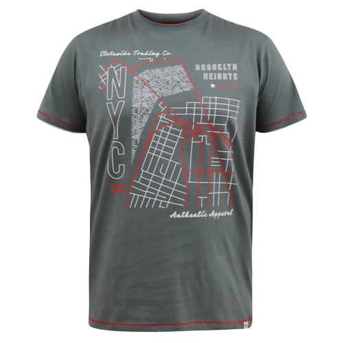 D555 Cobbler NYC Vogelperspektiven-Kartendruck-T-Shirt Khaki