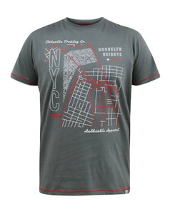 D555 Cobbler NYC Vogelperspektiven-Kartendruck-T-Shirt Khaki