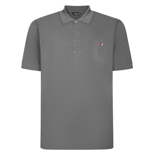 Bigdude Poloshirt mit gesticktem Logo, Anthrazit, Größe Tall