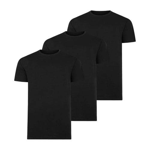 Bigdude 3er-Pack einfarbige T-Shirts in Schwarz