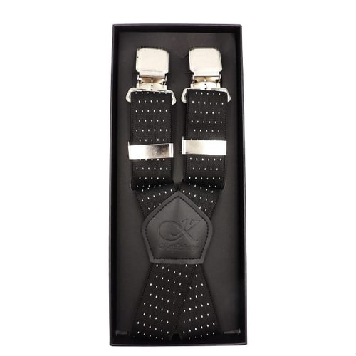 Knightsbridge Extra lange und starke breite Clip-Hosenträger, schwarzer Punkt