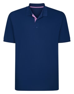 Bigdude Poloshirt mit Kontrastknopfleiste, Mitternachtsblau
