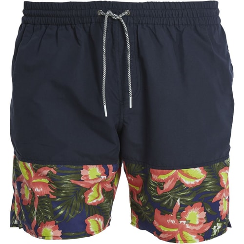 Replika Blumen-Muster Badeshorts Dunkelblau