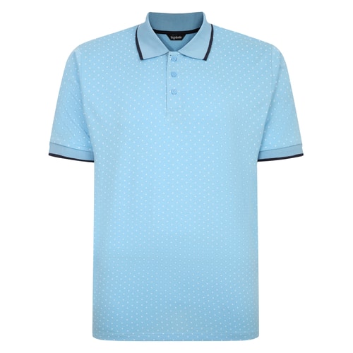 Bigdude Poloshirt mit Punktmuster, Blau, groß