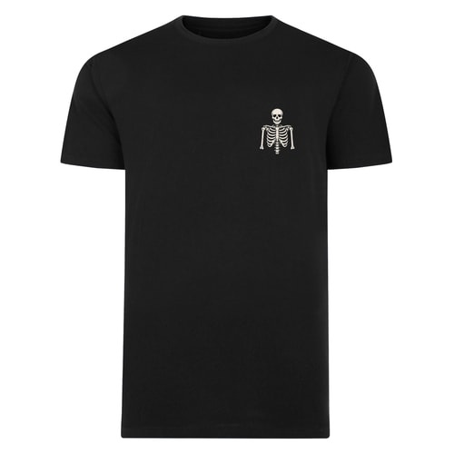 Bigdude Halloween-T-Shirt mit Skelett-Print, Schwarz