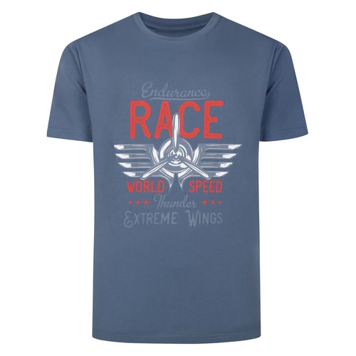 Bigdude Extreme Wings Print T-Shirt, Staubblau