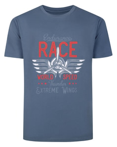 Bigdude Extreme Wings Print T-Shirt, Staubblau
