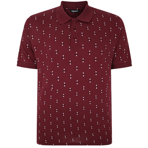 Bigdude Poloshirt mit geometrischem Print, Burgunderrot