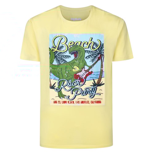 Bigdude Beach Rock Party Print T-Shirt Hellgelb