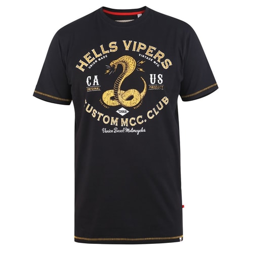 D555 Wooton Hells Vipers T-Shirt mit Schlangenmuster Schwarz
