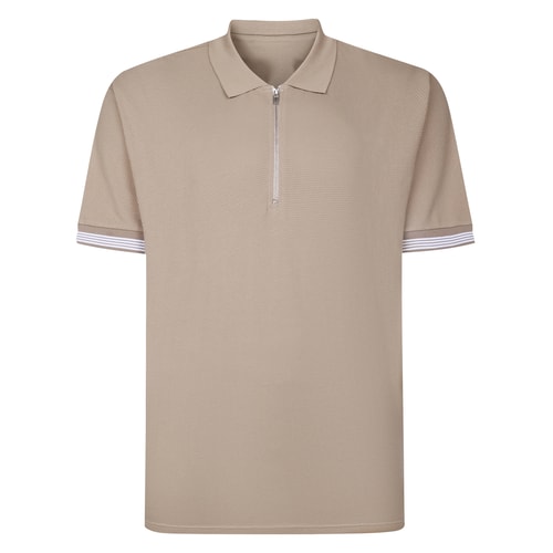 Bigdude Strukturiertes Zip-Polo Sand