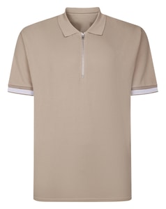 Bigdude Strukturiertes Zip-Polo Sand