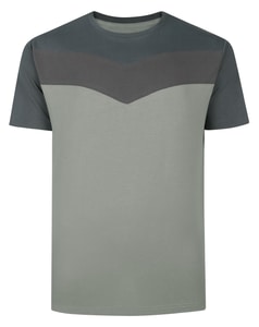 Bigdude Chevron Cut & Sew T-Shirt Stone