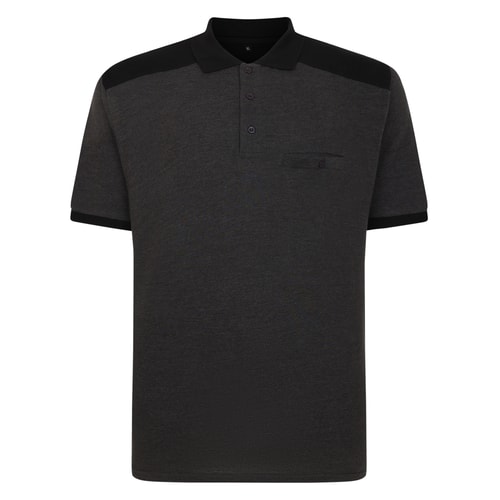 Bigdude – Poloshirt mit kontrastierender Schulterpartie, Anthrazit/Schwarz