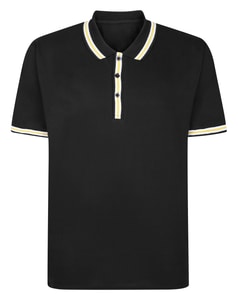 Bigdude Poloshirt mit Kontraststreifen, Schwarz