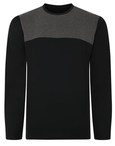 Bigdude Cut & Sew 2 Tone Langarm-T-Shirt Schwarz/Anthrazit