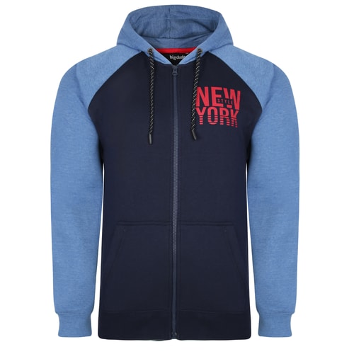 Bigdude 'New York' Print Contrast Hoody Navy