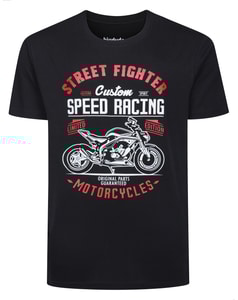 Bigdude Speed Racing Print T-Shirt Schwarz