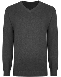 Bigdude Strickpullover mit V-Ausschnitt Grau