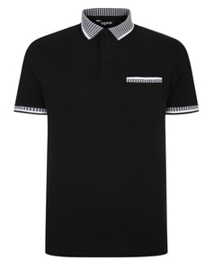 Bigdude Hounds Tooth Pique Polo Schwarz