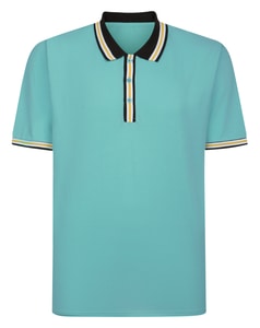 Bigdude Poloshirt mit Kontraststreifen und türkisfarbenen Spitzen