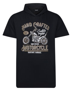 Bigdude Kurzarm-Hoodie mit Print, Schwarz