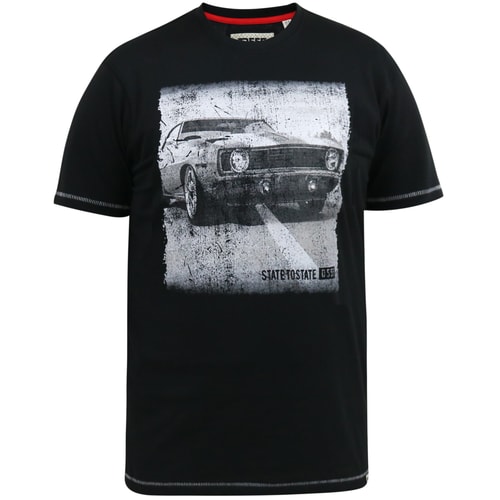 D555 Kenton T-Shirt mit Retro-Auto-Aufdruck, Schwarz