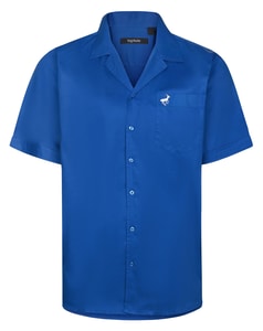 Bigdude Kurzarmhemd mit lässigem Kragen, Dunkelblau, Größe L