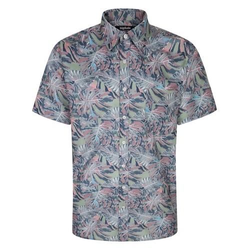 Bigdude Tropical Print Kurzarmhemd Multi Tall Fit