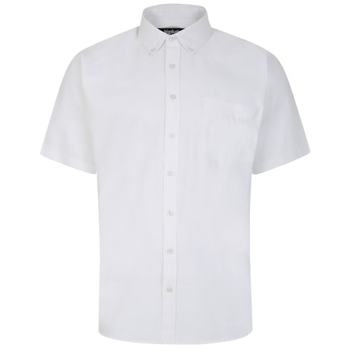 Bigdude Button-Down-Oxford-Kurzarmhemd Weiß Groß