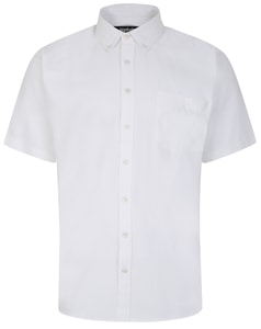 Bigdude Button-Down-Oxford-Kurzarmhemd Weiß Groß