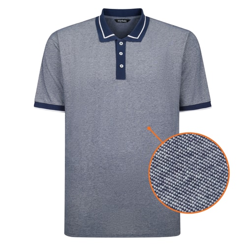 Bigdude Zweifarbiges Polohemd mit Zierstreifen, Mitternachtsblau