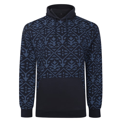 Bigdude Kapuzenpullover mit Allover-Print Marineblau/Blau