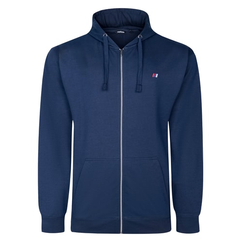 Bigdude Superleichter Kapuzenpullover mit durchgehendem Reißverschluss und Logo, Marineblau