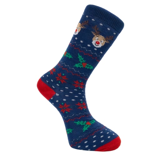 Weihnachtssocken mit originellem Design, 1er-Packung, blau