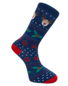 Weihnachtssocken mit originellem Design, 1er-Packung, blau