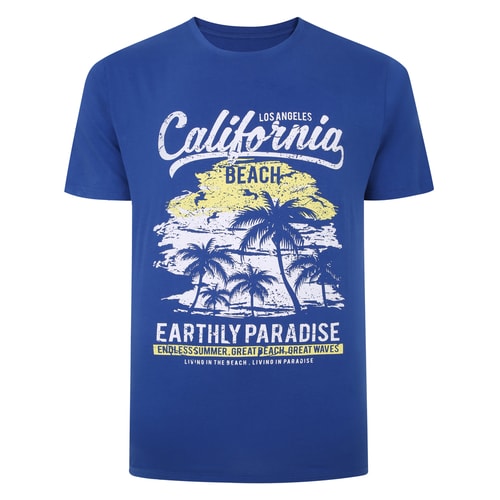 Bigdude California Print T-Shirt Königsblau groß