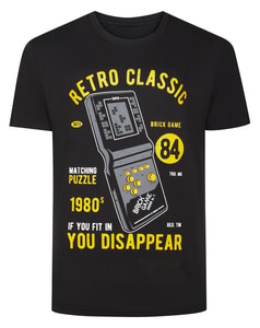 Bigdude Retro Classic Print T-Shirt Schwarz Größe L