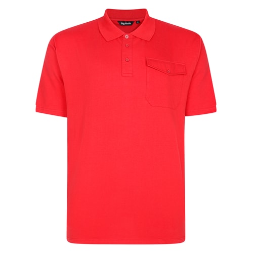 Bigdude – Schweres Jersey-Polo mit Tasche, Rot