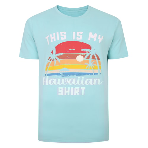 Bigdude T-Shirt mit Hawaii-Print, Türkis