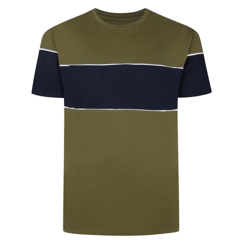 Bigdude T-Shirt mit Farbblockdesign Khaki/Marineblau
