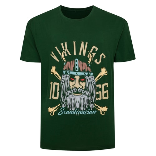 Bigdude T-Shirt mit Wikinger-Print, Grün