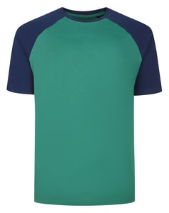 Bigdude Raglan-T-Shirt mit Kontrastärmeln, Türkis/Marineblau