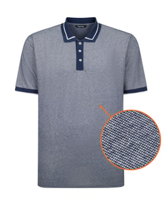 Bigdude Zweifarbiges Polohemd mit Zierstreifen, Mitternachtsblau, Größe L