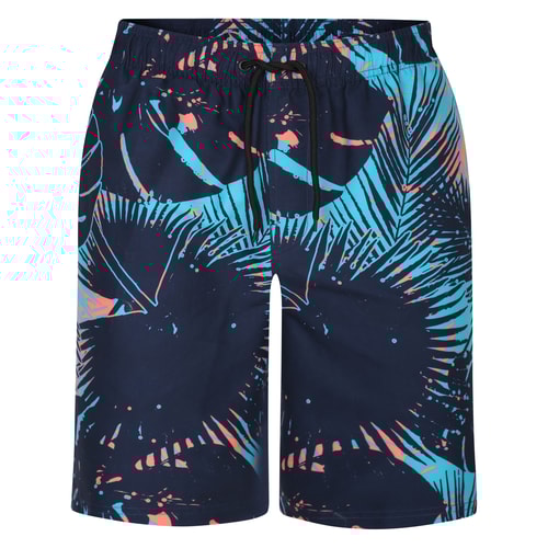 Bigdude – Badeshorts mit Blatt-Print, Marineblau