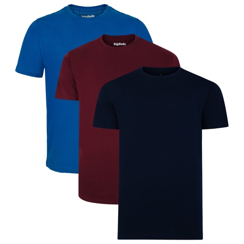 Bigdude – 3er-Pack schlichte T-Shirts, mehrfarbig, groß