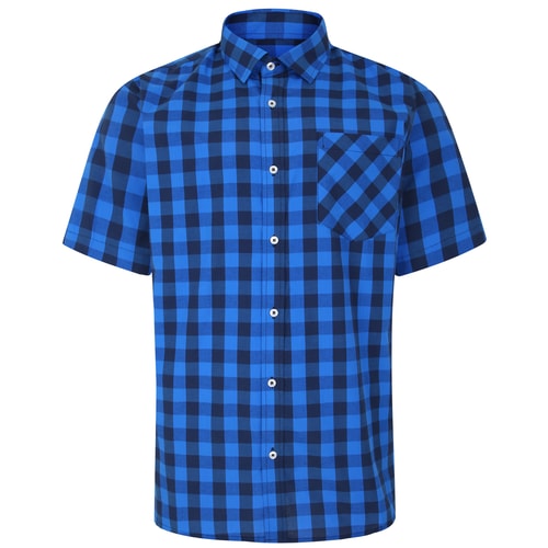 Bigdude Gingham Kurzarmhemd Blau Groß