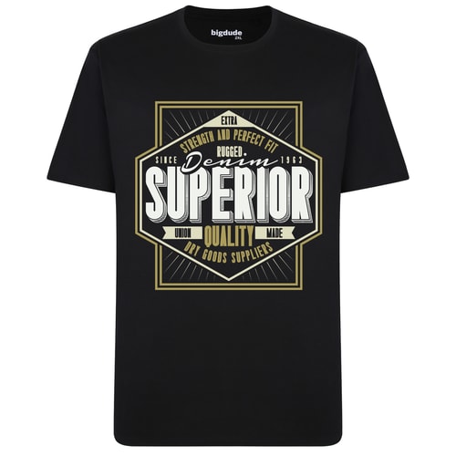 Bigdude – T-Shirt mit Superior-Print, Schwarz