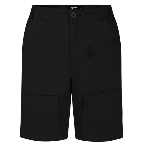 Bigdude Stretch-Utility-Shorts mit elastischem Bund, Schwarz